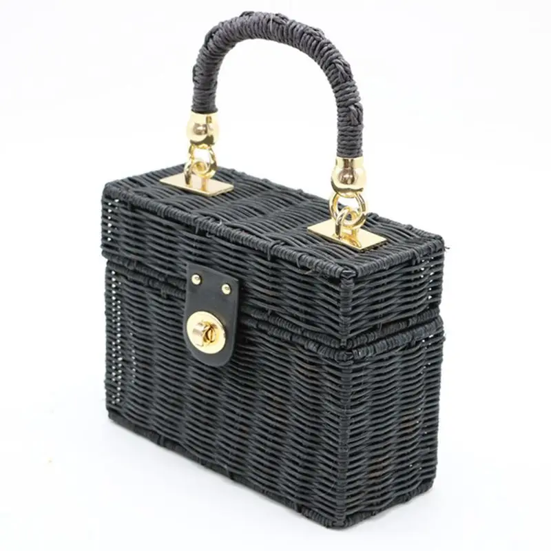 Летняя Пляжная квадратная коробка соломенная сумка для леди Bolsa новая ротанговая