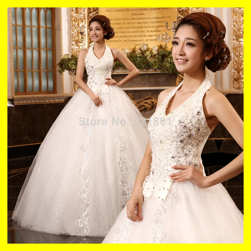 Second Wedding Dress Princess Floor-Length None Beading Halter Off The Shoulder Sleeveless Natural Lace Up Built-In Bra Grid Yar | Свадьбы и