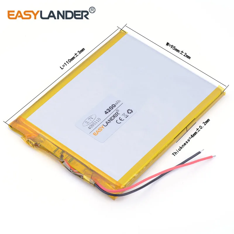 10 шт./лот 3 7 V 4095110 4200 mah высокоемкая полимерная литиевая батарея 0495110 sun N70 7-дюймовый