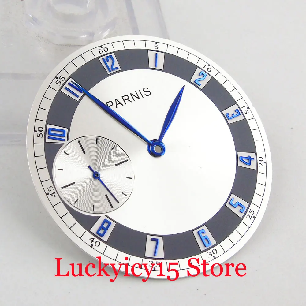 

Fit 6497 Hand Winding Movement Watch Dial 38.3mm Dial Plate + Blue Watch Hand