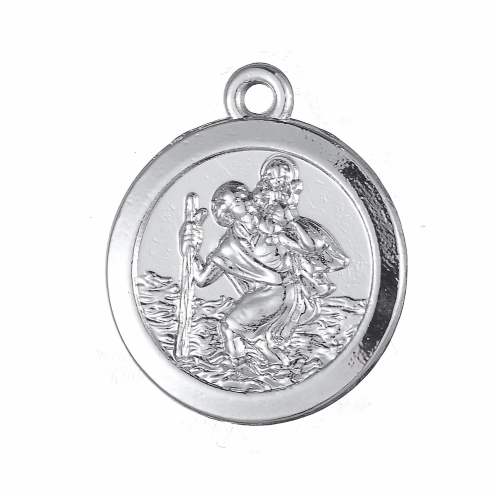 My shape 20 шт St saint charms золотого цвета Кристофер религиозное святое покрытие родиевое ожерелье и браслет с подвеской