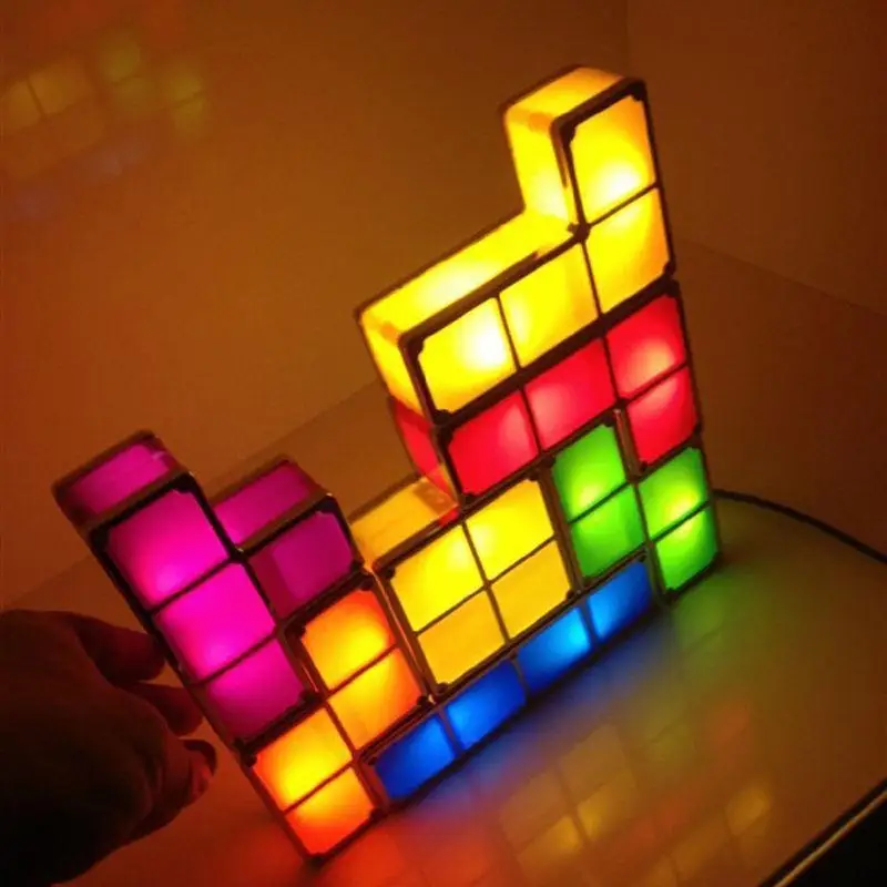 Настольная Светодиодная лампа для тетрис с забавным светом|Новизна освещения| |