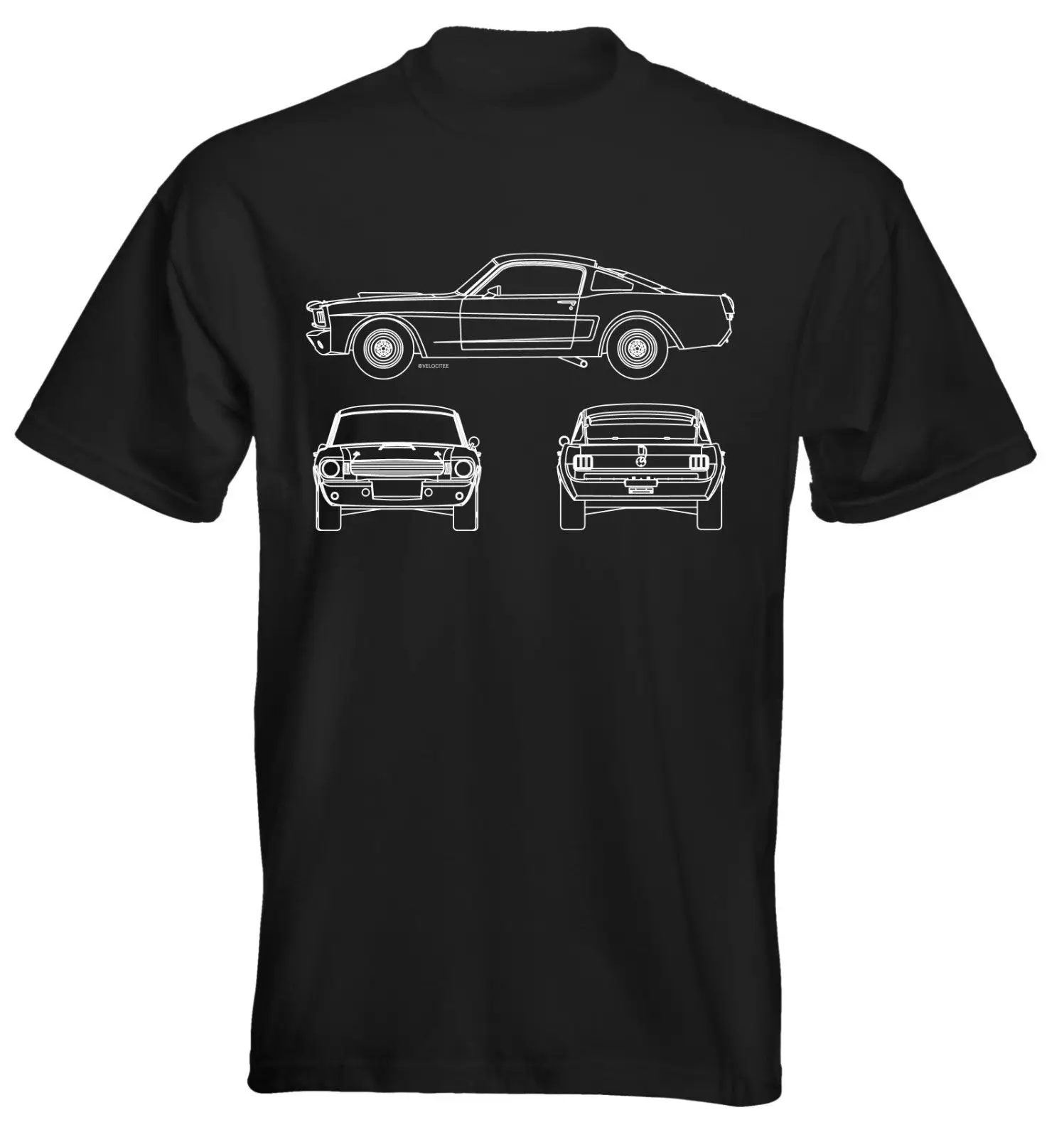 

Men'S T-Shirt 2019 Newest Mens Premium T-Shirt American Car Mustang Fastback 65 Blueprint Outline Base Shirt