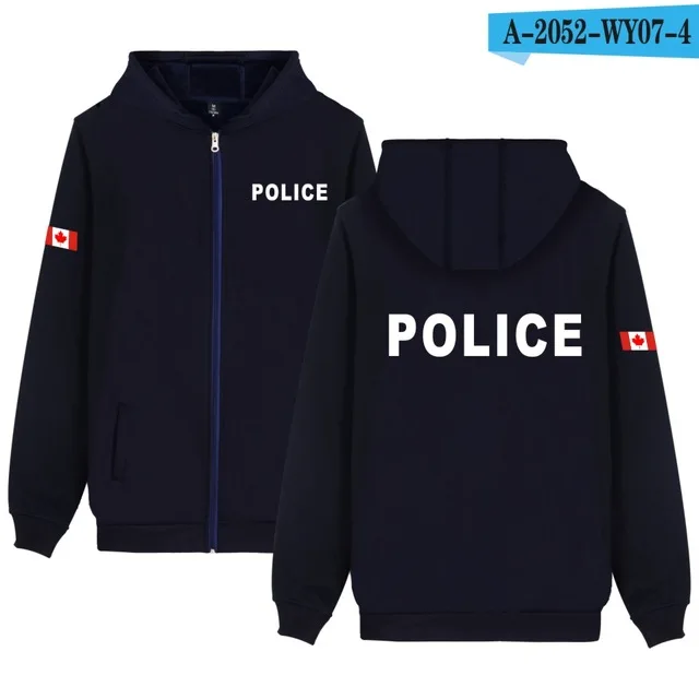 Navy blue Толстовки с принтом полиции, Толстовка для мужчин/женщин, худи на молнии, Осень-зима, moletom masculino, повседневная куртка, пальто casaco размера плюс - Цвет: Navy blue