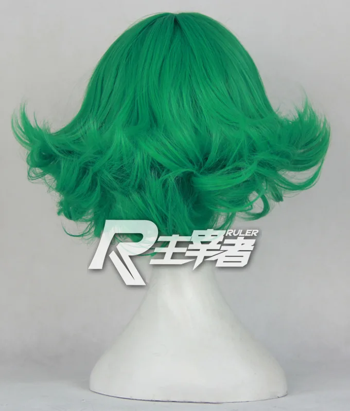 Аниме One Punch Man Senritsu no Tatsumaki зеленый кудрявый короткий стиль синтетические волосы