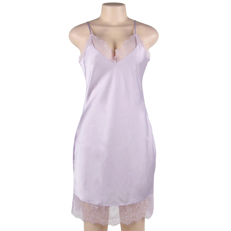 Sexy Nightdress Шелковая атласная сексуальная ночная рубашка летние туфли с ремешками V образным вырезом Roupas Femininas размера плюс новое поступление дамское нижнее белье Ночная одежда RW80772 - Цвет: Sexy Nightdress