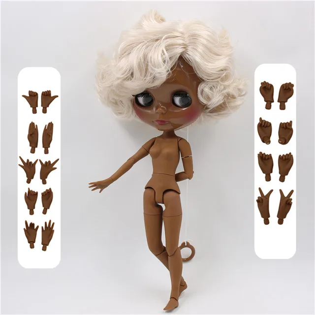 super black skin Ледяные дни Фортуны завод blyth кукла супер черная кожа тон темная кожа короткие красные волосы тело 1/6 30 см BL1248 - Цвет: super black skin