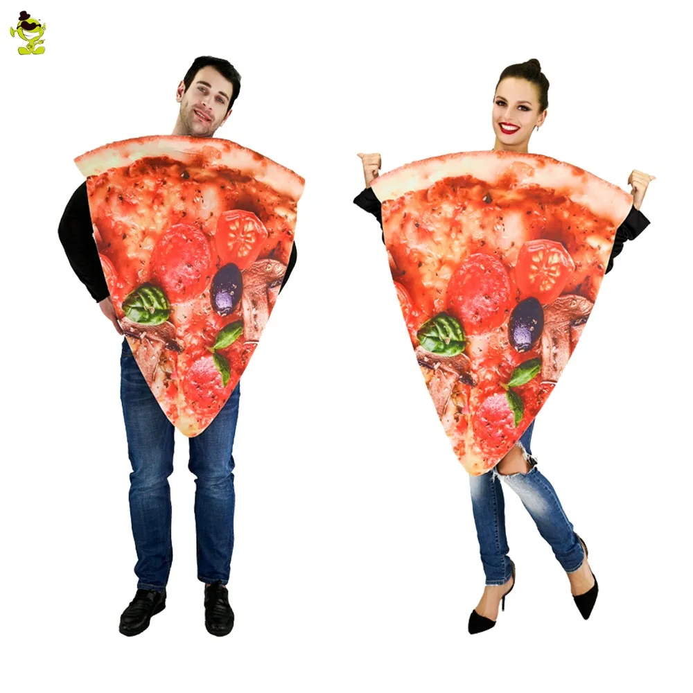 

New Couple Jumpsuit Halloween Party Festival Pizza Costumes Adult Cartoon Costumes Women Men Food Jumpsuit Role Play