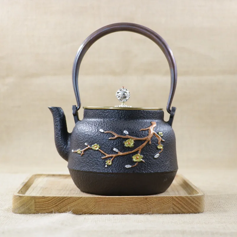 

Hot Sale 1200ML Handmade Cast Iron Kettle Carbon Furnace Cast Iron Pot Kung Fu Pu'er Teapot Oxidized Uncoated Free Shipping