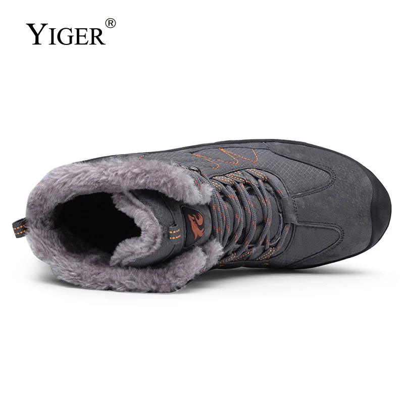 YIGER/новые мужские зимние Ботинки Зимняя мужская обувь из хлопка водонепроницаемая Нескользящая походная обувь на шнуровке мужская повседневная обувь, большие размеры 38-46, 0222