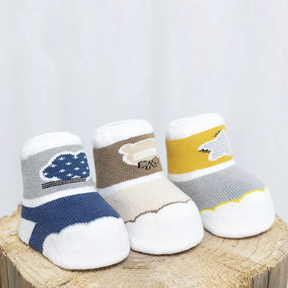 Зимние и весенние теплые мягкие Нескользящие Детские носки для новорожденных 3