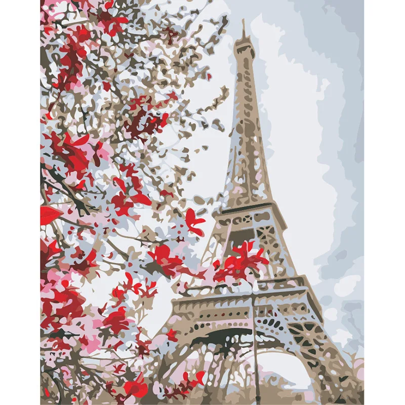 Frameless European architecture DIY Painting By Numbers Modern Wall Art Picture Acrylic Paint Unique Gift For Home Decor |