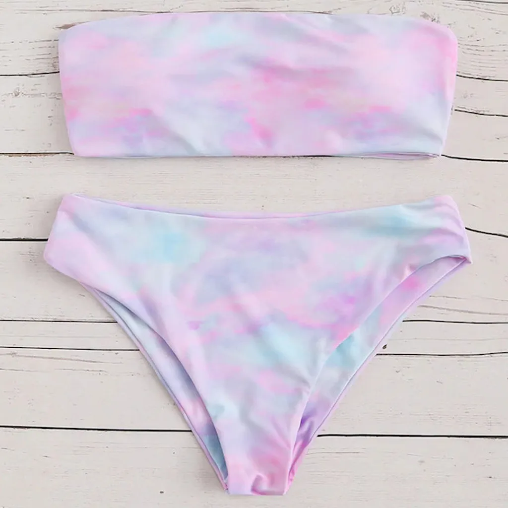 Женский сексуальный раздельный купальник с принтом пляжный женский бикини