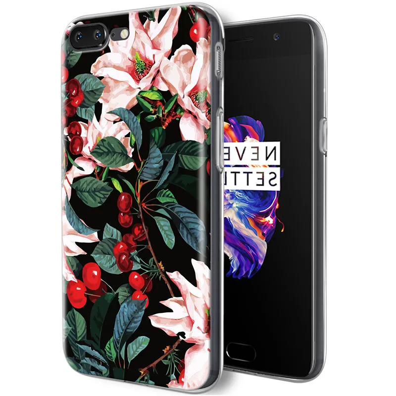 Матовый сенсорный принт Фламинго зеленый лист цветок задняя крышка для OnePlus 5