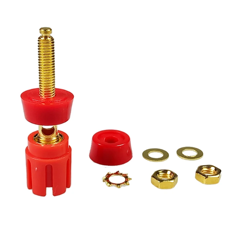 

100pcs/lot Gold Plated Speaker Binding Post Terminal 4mm Banana Plug Jack Socket Speaker Connector Terminal 5 Pairs Red+Black