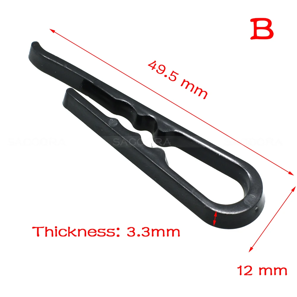 

1000PCS 49.5*12mm Plastic Clip With Teeth For Dress Shirt Garment Packaging Black