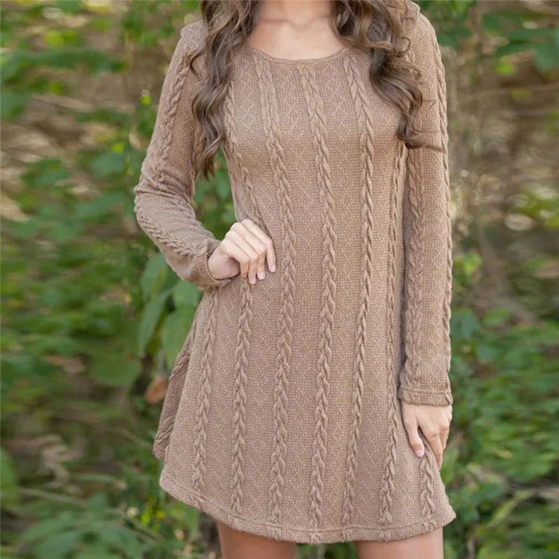 Шею Дамы Платья-свитеры хлопок вязаный 2018 летние женские Мини-платья праздничные