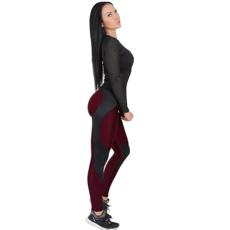 SALSPOR Women Patchwork Push Up Workout Leggings Elastic Slim Bodybuilding Leggins Female High Waist Quick Dry Legging | Женская одежда