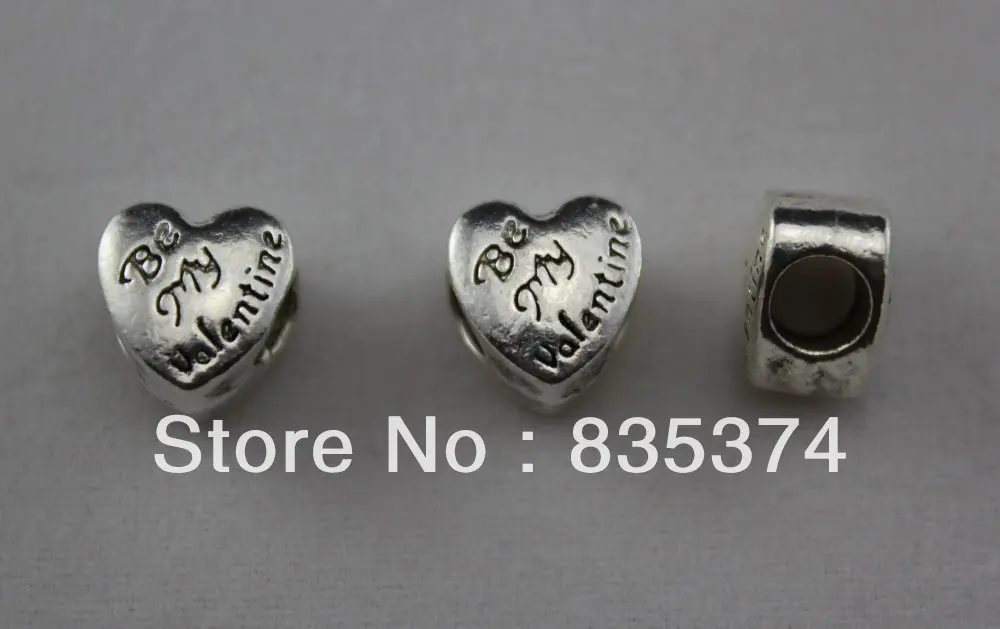 

free shipping! heart-shaped Alloy Charms Beads Metal Spacer big hole beads Fit European Chains Bracelets