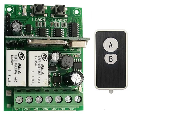 Индивидуальный код обучения DC9V 12V 24V 10A 2CH RF Беспроводной переключатель системы