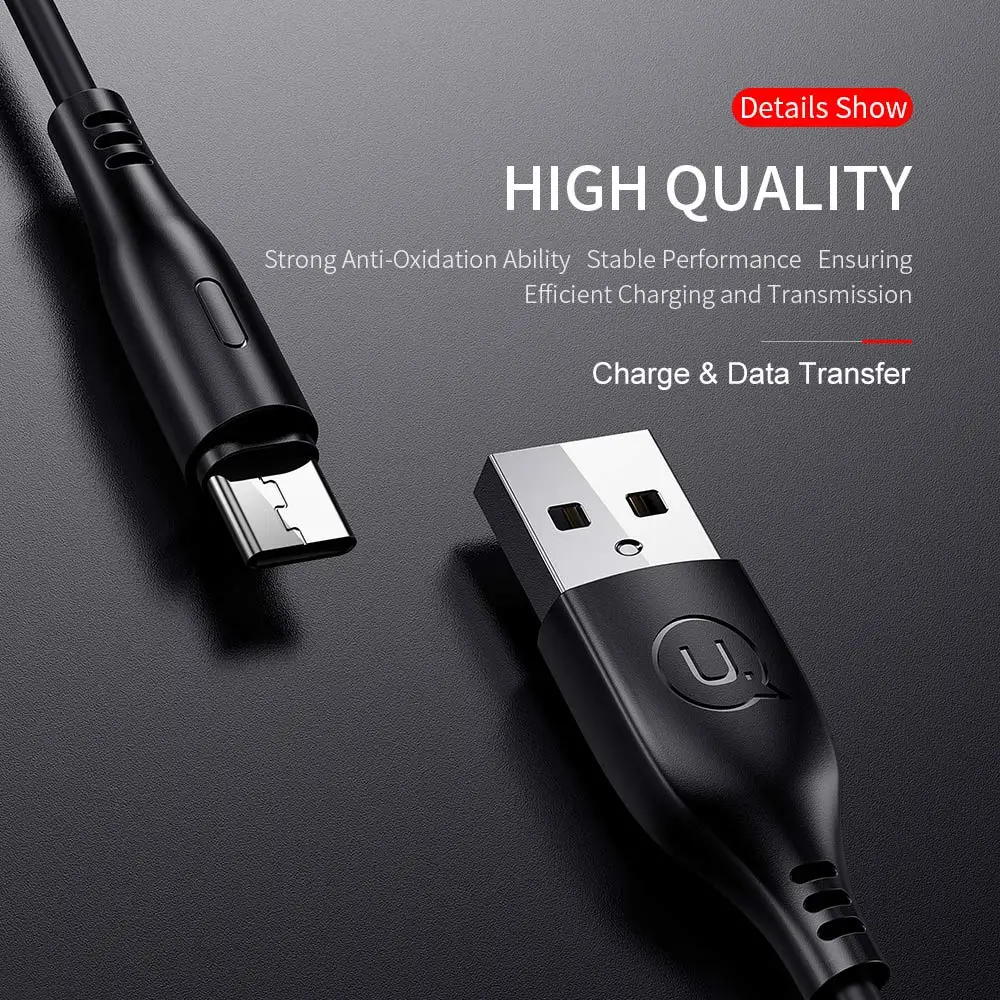 USAMS 1 м 2 а кабель Type C для Samsung Huawei Xiaomi Honor OnePlus Android Быстрая зарядка USB A Шнур передачи