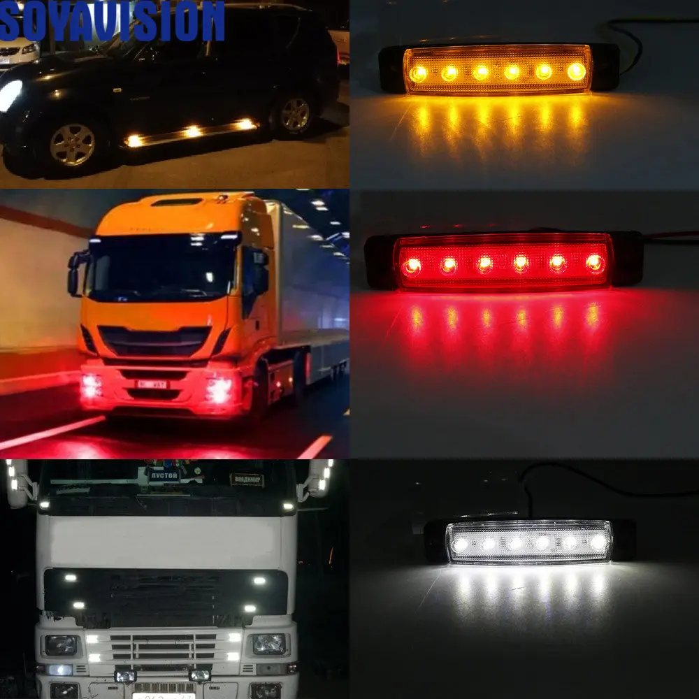 Автомобильный Внешнее освещение светодиодный 12V 24V 6 SMD авто шины для грузовиков