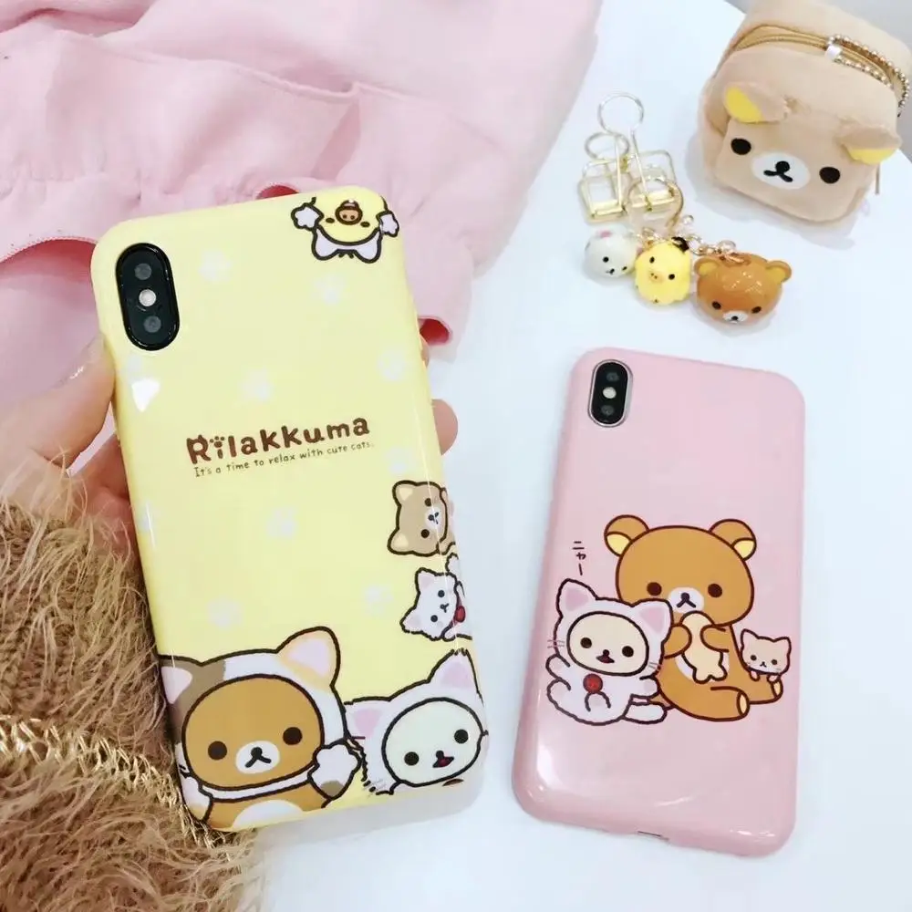10pcs/lot Cartoon Relax Kuma Bear Phone Case For iPhone11 Pro IMD Soft TPU Cover XS MAX 6s/8 7plus Body Shell Protection |