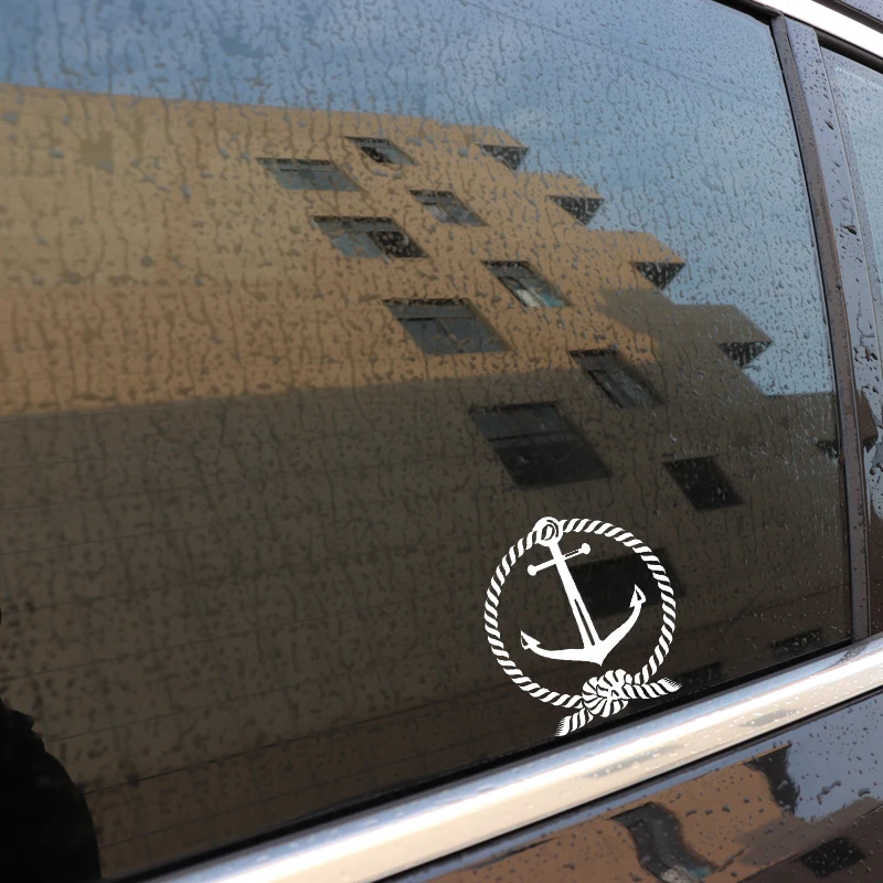 Интересная виниловая наклейка QYPF 12 8*14 2 см для окон автомобиля с якорем и веревкой