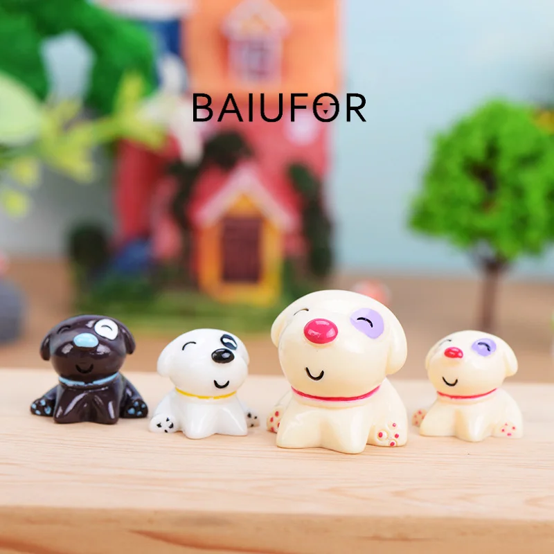 3 шт. BAIUFOR Miniatures сидящий щенок милая собака брелок материал Террариум фигурки DIY