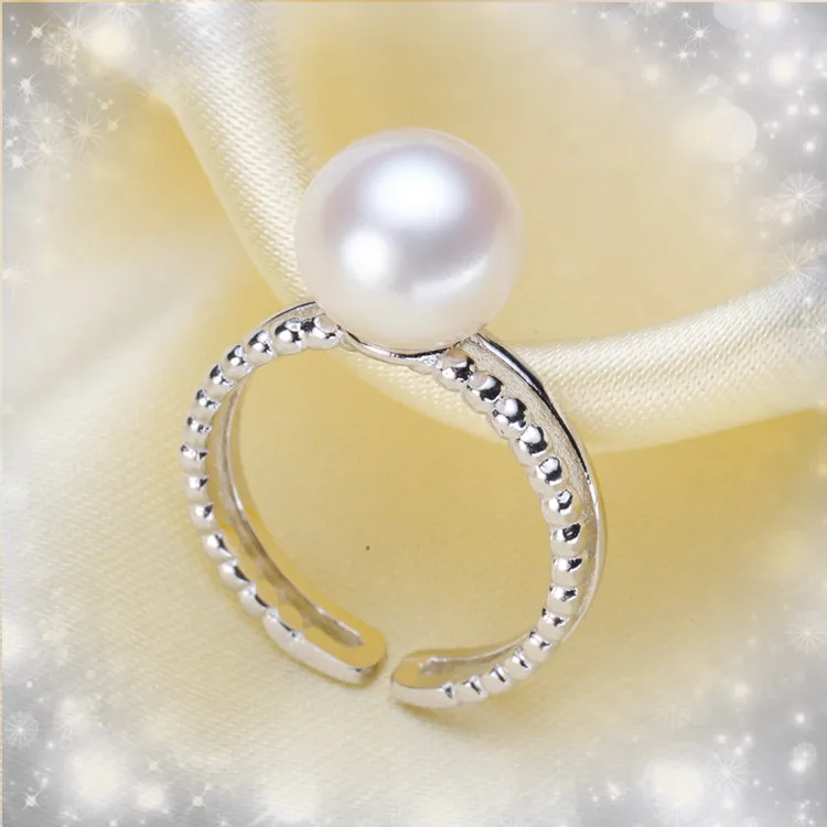 Женское кольцо с жемчугом классические регулируемые кольца из серебра 925 пробы
