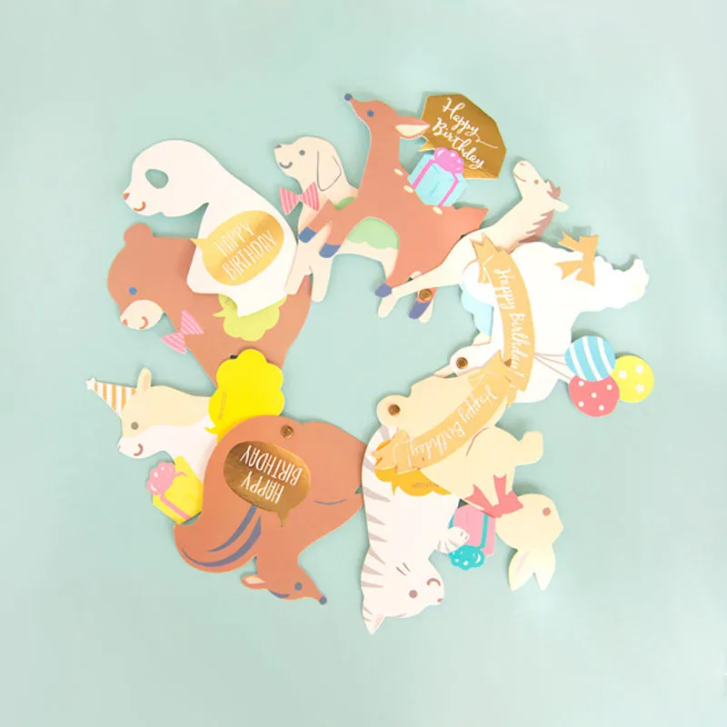 5 шт./лот милый мультфильм Животные Приветствие открытка с конвертом