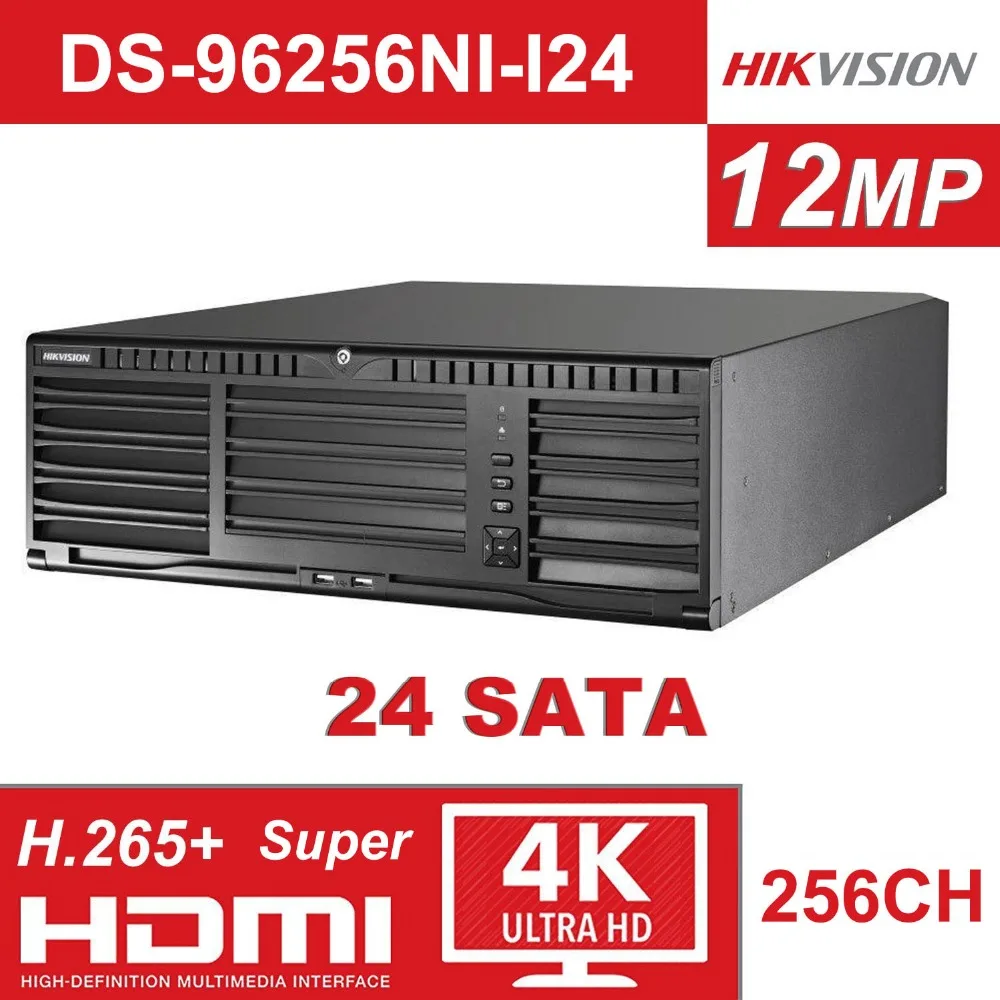 Hikvision Super 4K 256CH NVR DS-96256NI-I24 256 канальный NVR с 24 интерфейсом SATA 2 HDMI выход до 12 мегапикселей запись