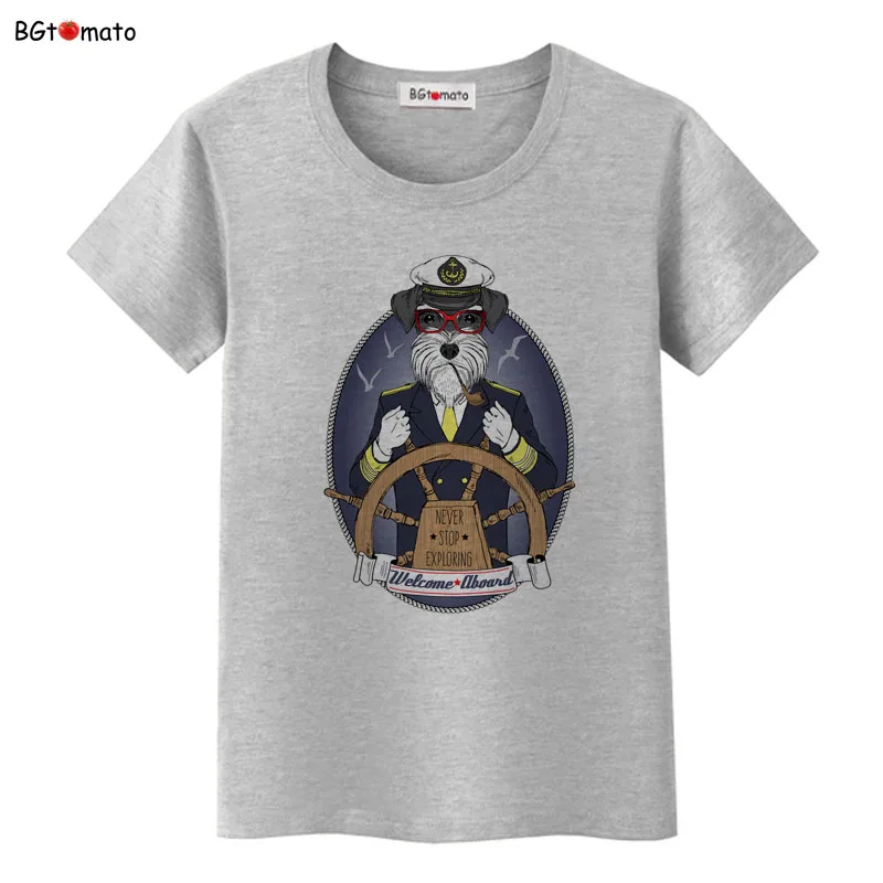 Новая дизайнерская женская футболка bgtomato с надписью Never stop Captain dog|dog t shirt women|brand
