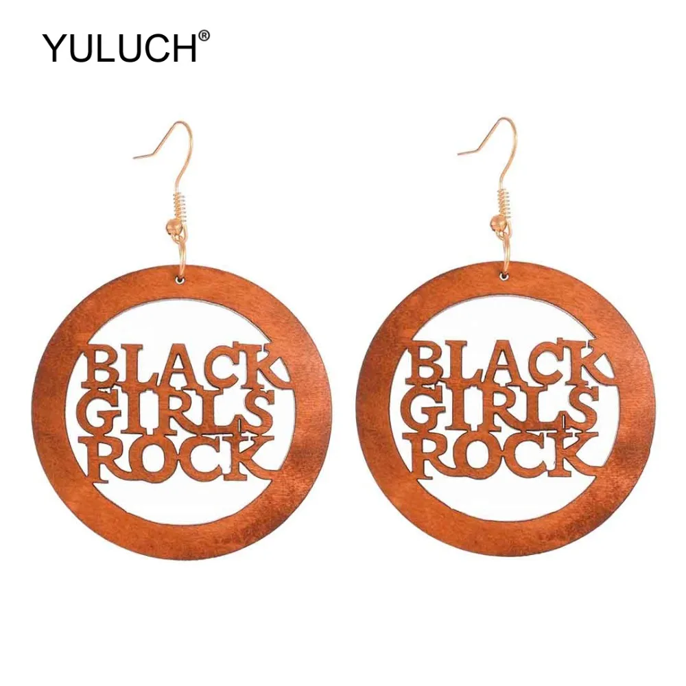 YULUCH 2019 модные круглые деревянные полые буквы черные девушки рок этнические