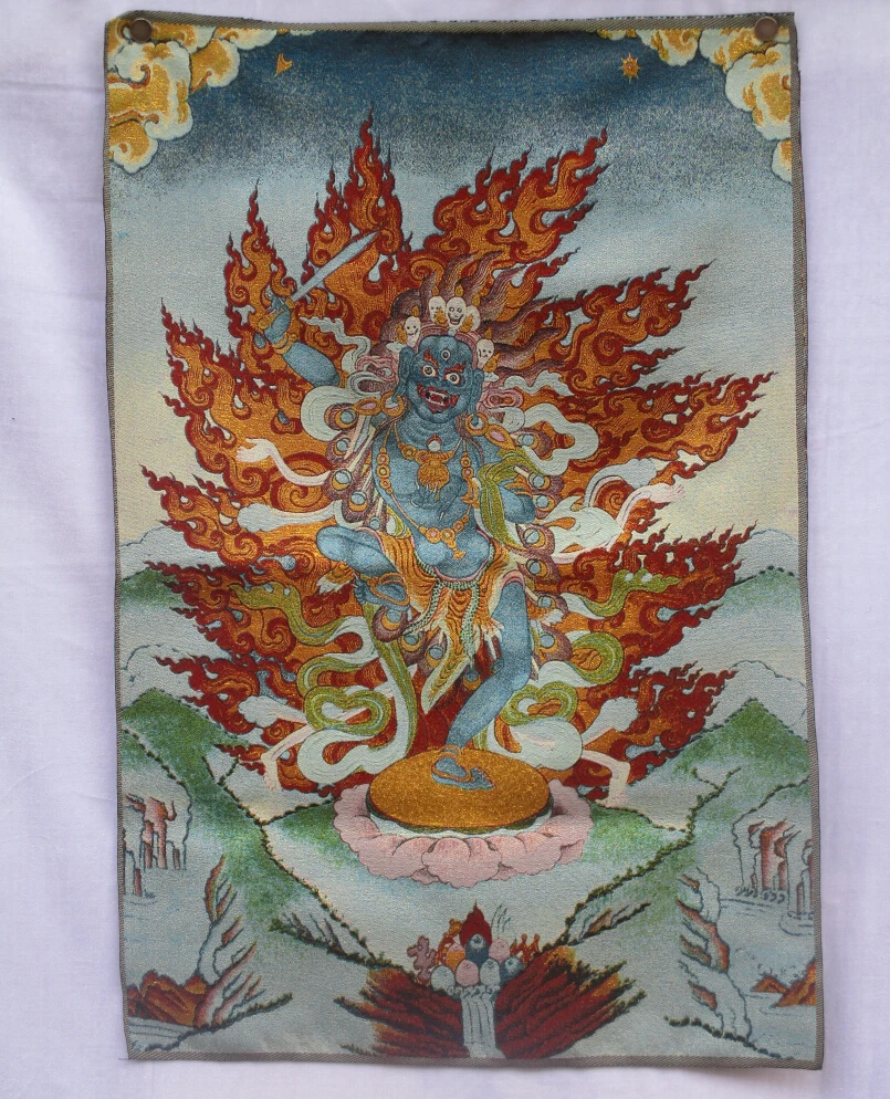 

Коллекционные традиционные тибетские буддизм в Nepal Thangka картины Будды, большой размер буддизм шелковая парча живопись p002599