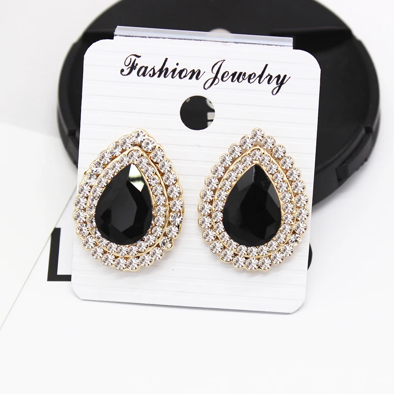 Винтажные водяные клипсы с кристаллами для женщин модные серьги-пусеты новые