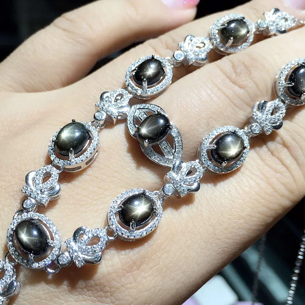 ZHHIRY Звезда Сапфир Драгоценный Камень ювелирный набор из натуральной 925 пробы