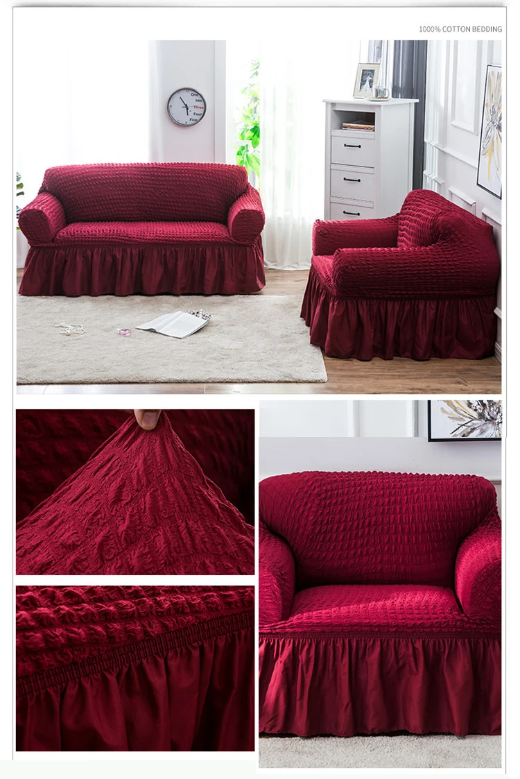 Jacquard Sofa Cover With skirt Popcorn Europe Couch Cover Stretch Slipcovers Furniture Covers for living room 1/ 2/3/4-Seat sofa