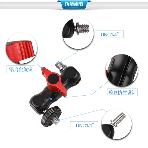 Magic Arm Monitor Mount w/двойные шаровые головки + винт 1/4 "для камеры полевой монитор LED