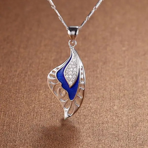 earrings necklace Rhodium plated set 925 Sterling Silver Earrings Necklace NEW crystal leaf silver | Украшения и аксессуары