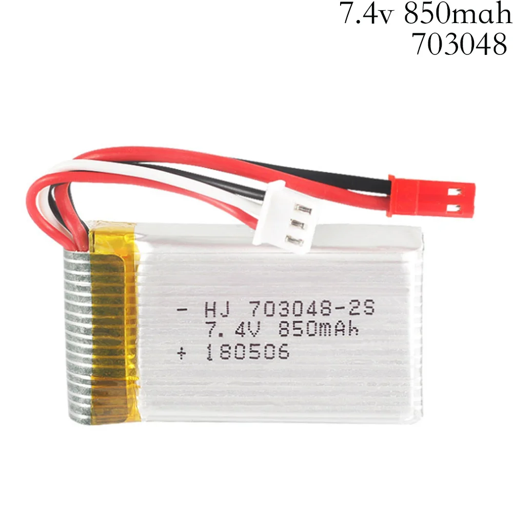 Lipo аккумулятор для Udi U829A, U829X, MJXRC, X600, 7,4 В, 850 мАч, 20C, JST, SM разъем 703048, 1 шт.