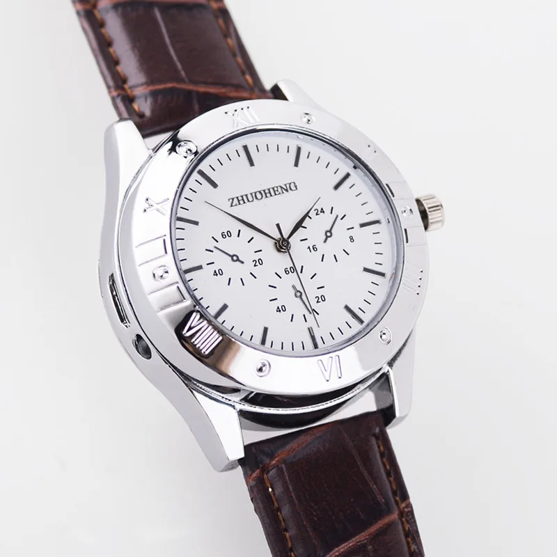 

Military USB Flameless Windproof Cigarette lighter Watch Men Electric Rechargeable USB Watch Lighters Men's Wristwatch No Gas