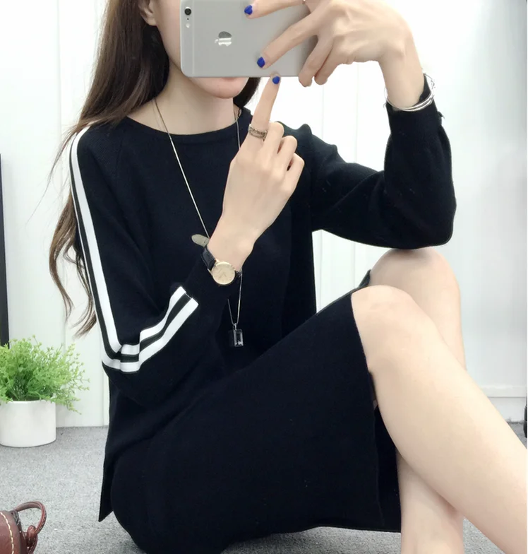 Knit sweater dress female spring and autumn 2020 new Korean fashion loose two-piece package hip skirt suit |