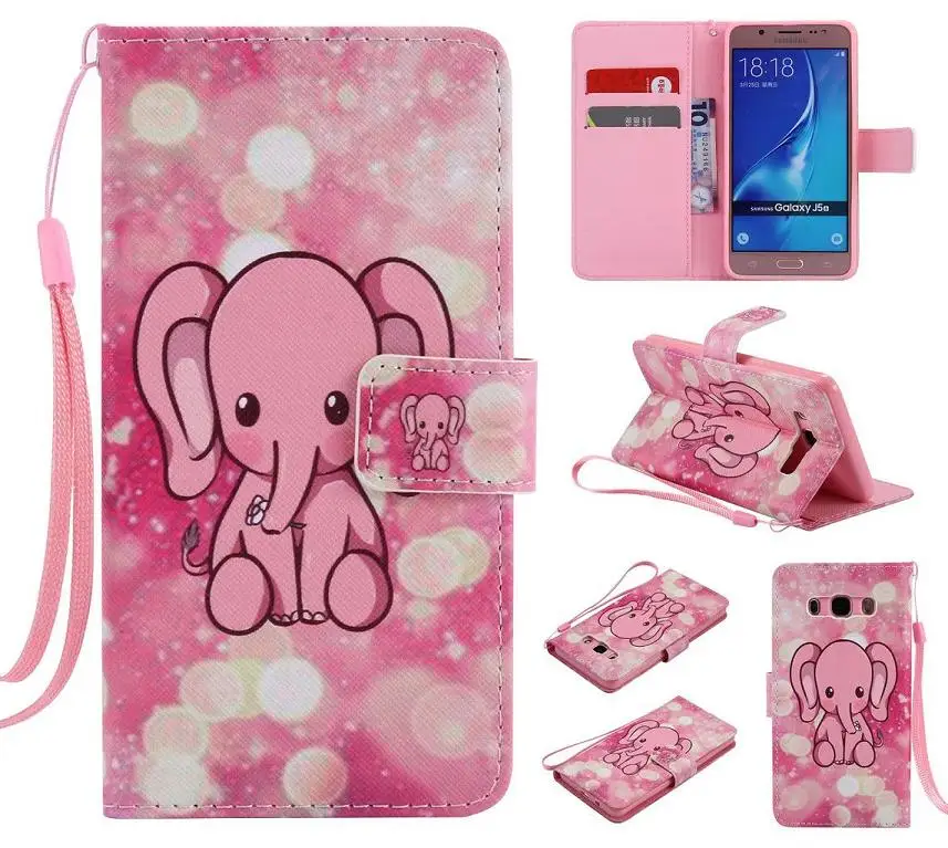 Skull Leopard Eiffel Tower elephant Leather Wallet Case Cover For Samsung galaxy J1 2016 J120 J3 J310 J5 J510 | Мобильные телефоны