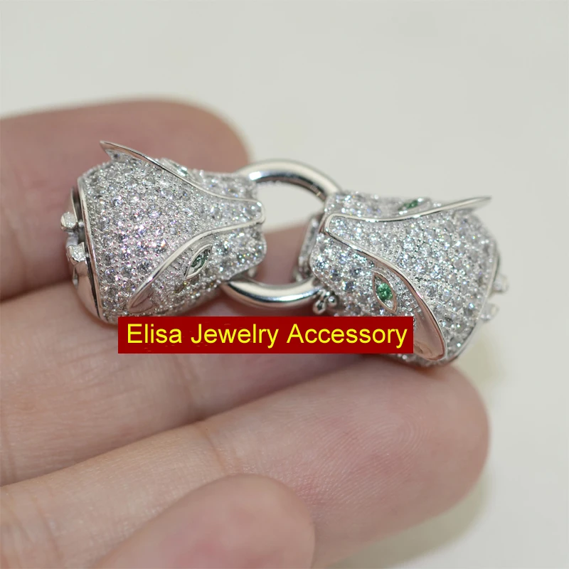 DIY Посеребренная Двойная застежка с леопардовой головкой крючки двумя