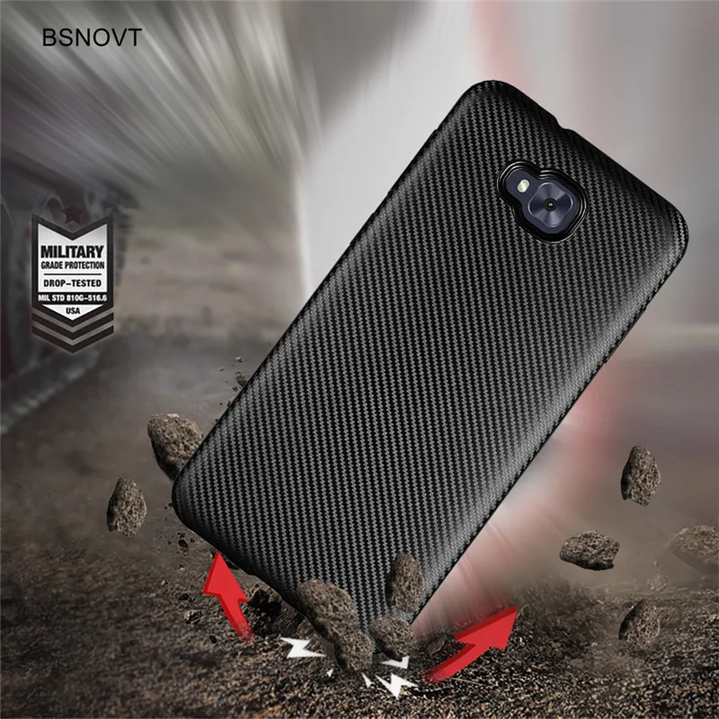 Чехол для Asus Zenfone 4 Selfie ZD553KL из ударопрочного мягкого углеродного волокна тонкий