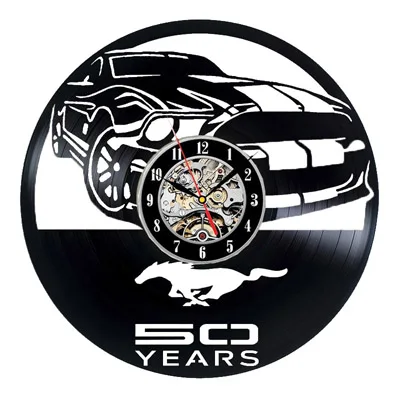 Type 1 Ford Mustang Виниловая пластинка настенные часы современный дизайн украшение для гостиной автомобиля логотип Подвесные часы настенные часы домашний декор бесшумные - Цвет: Type 1