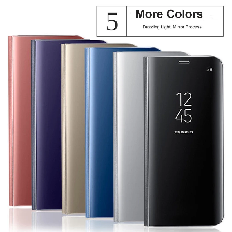 Ясно зеркало Smart Case для samsung J4 плюс J6 J8 2018 A6 A8 J2 Pro флип чехол Galaxy J3 J5 J7 2017 года A3 A5 A7