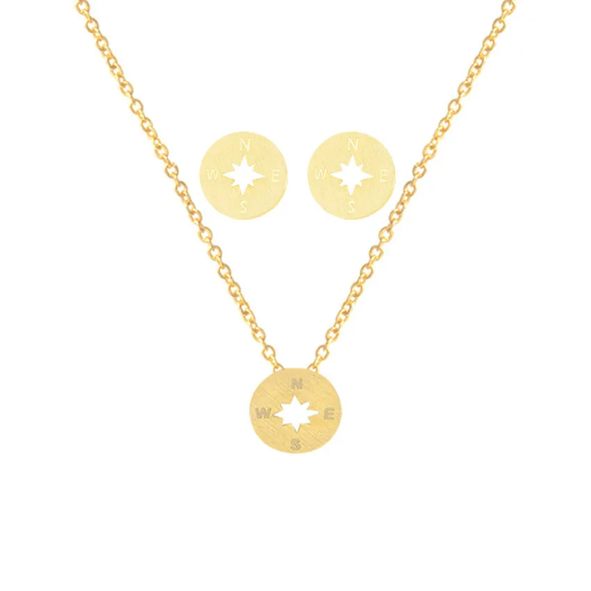 Комплект из колье и серёг нержавеющей стали|rose gold jewelry sets|gold setjewelry sets |