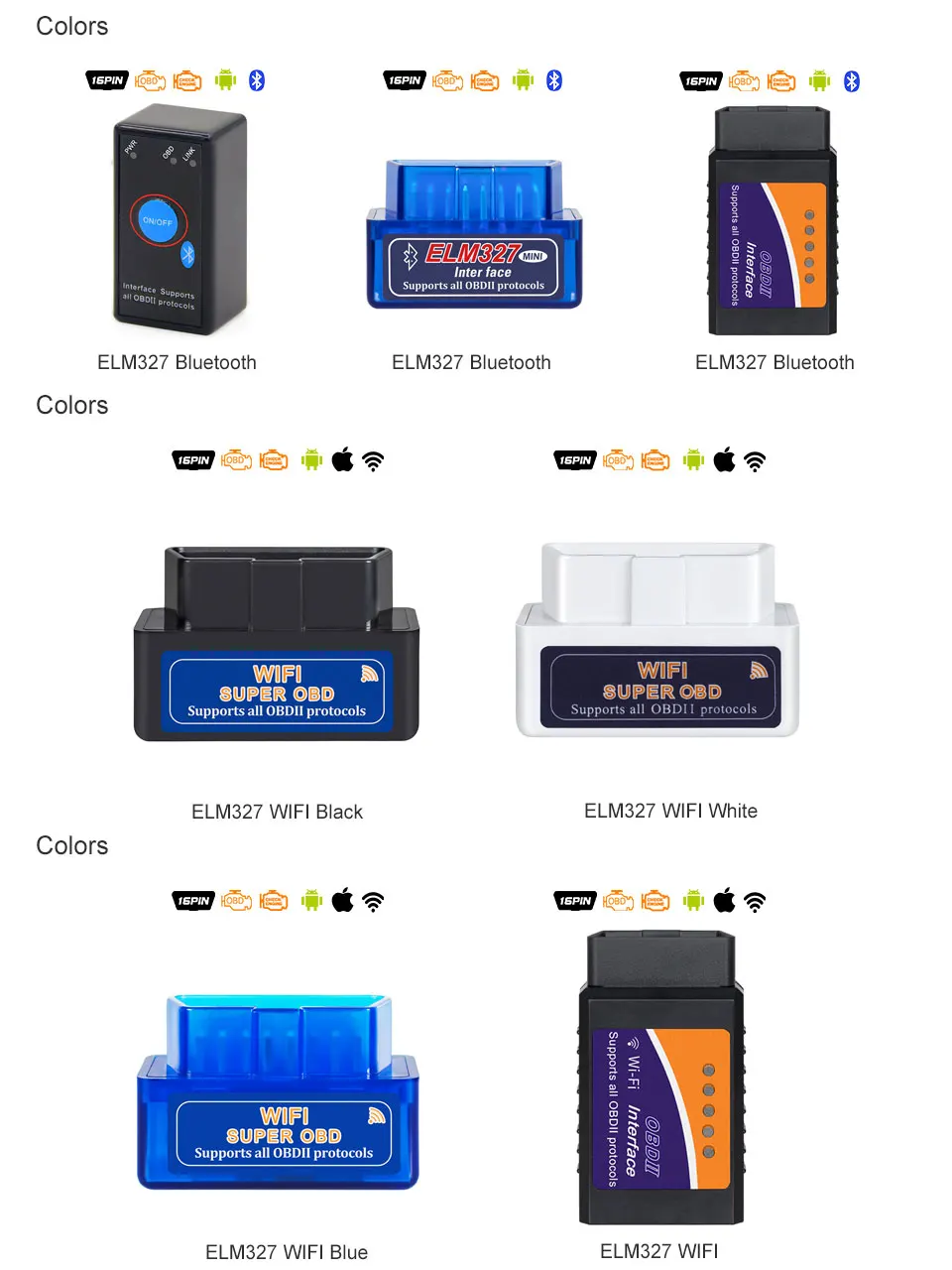 OBD2 сканер ELM327 Bluetooth/Wifi V1.5 с PIC18F25K80 диагностический obd2 bluetooth obd ii ELM 327 для Android/PC диагностический инструмент